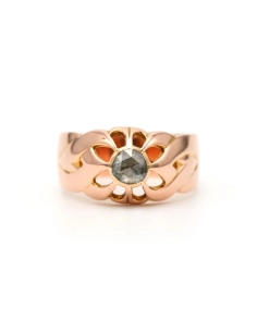 Bague Art Déco en or jaune 18 carats sertie d'un diamant "taille" rose - 1