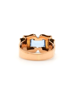 Bague Art Déco en or jaune 18 carats sertie d'une spinelle de synthèse et de diamants "taille" rose - 4