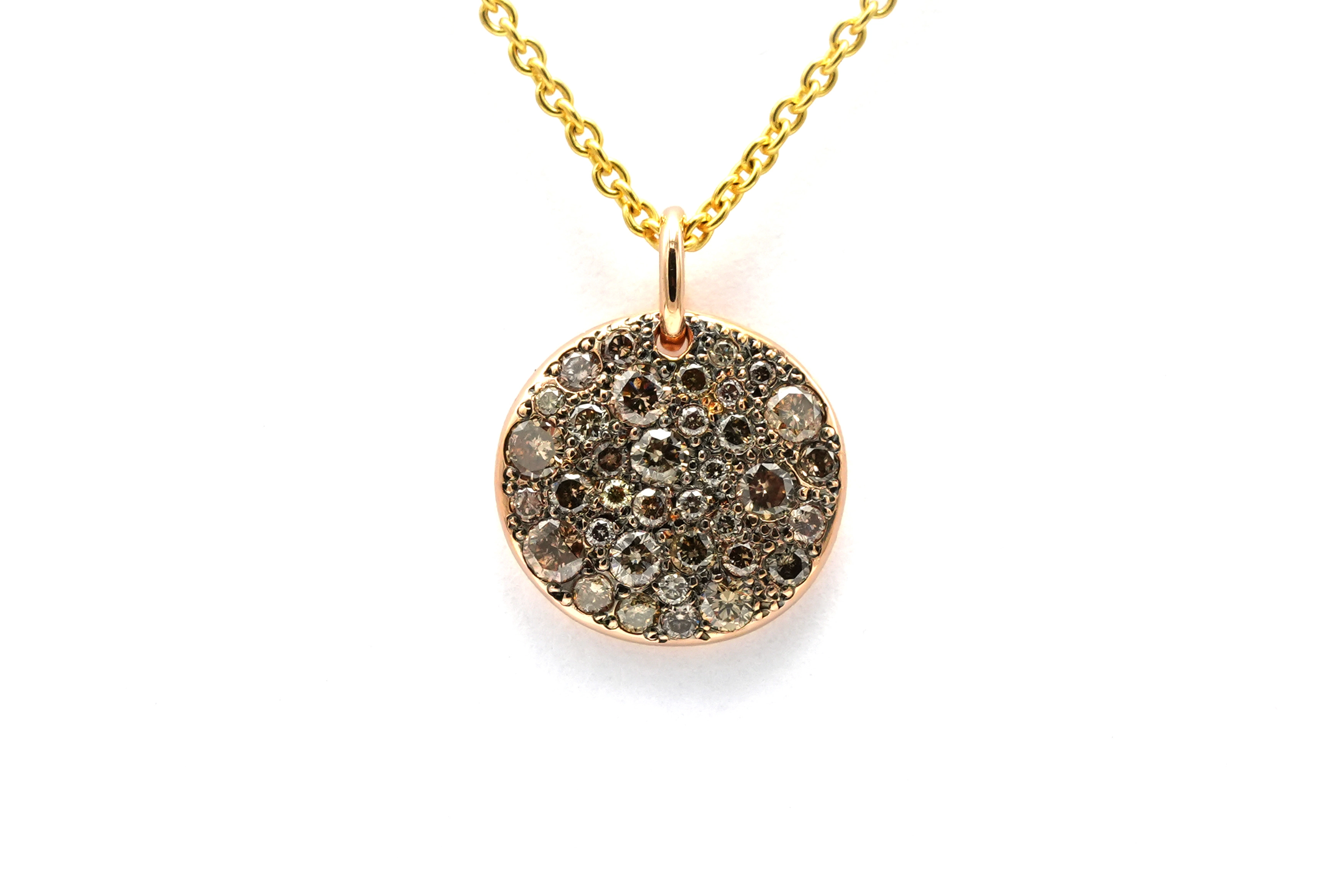 Pendentif "Pomellato" contemporain en or rose 18 carats serti de 36 diamants "cognac" (+-0.67ct) - 1
