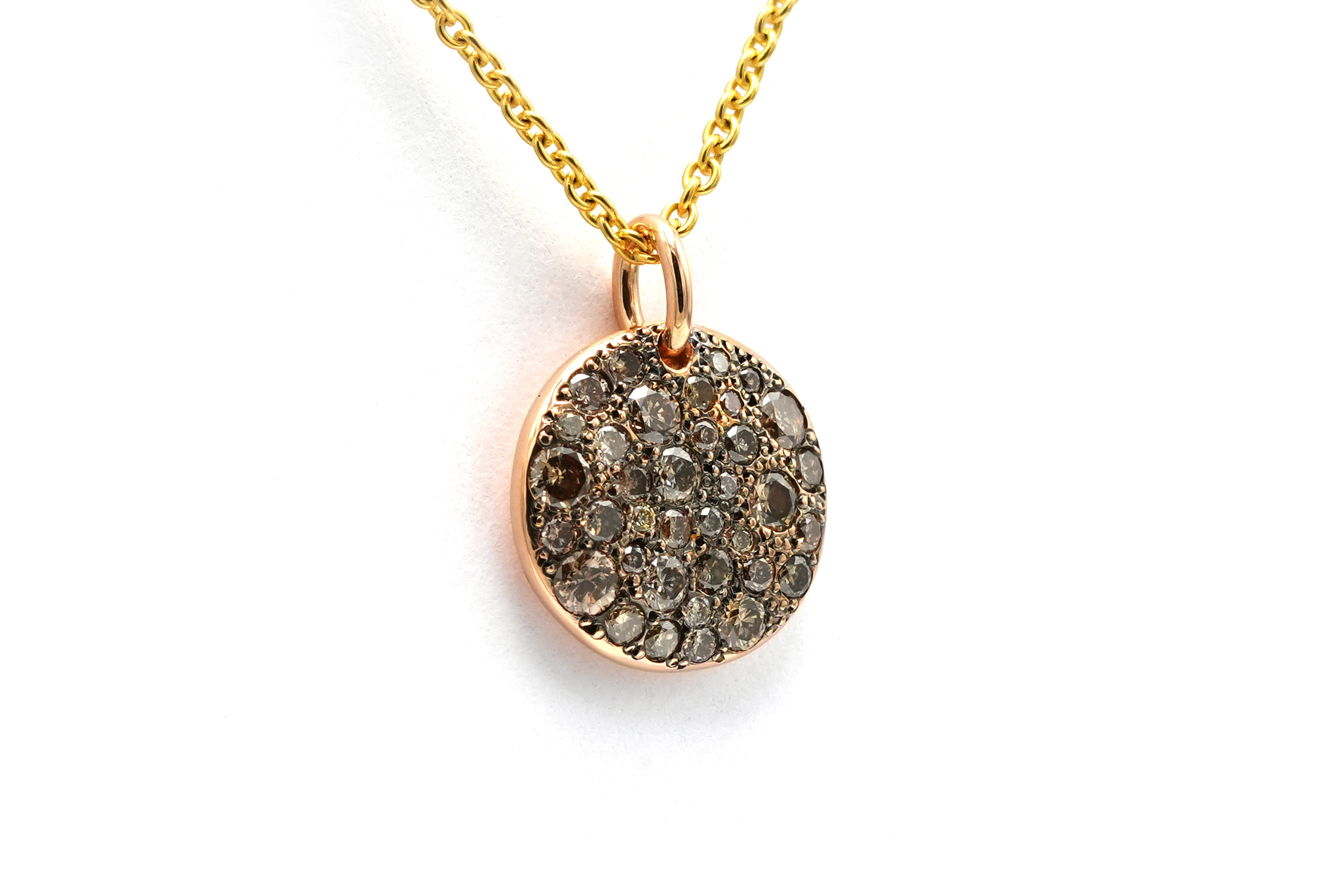 Pendentif "Pomellato" contemporain en or rose 18 carats serti de 36 diamants "cognac" (+-0.67ct) - 3