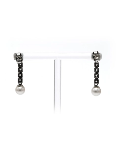 Boucles d'oreilles Art Déco en or blanc 18 carats serties de perles et de diamants "taille" rose - 5