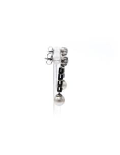 Boucles d'oreilles Art Déco en or blanc 18 carats serties de perles et de diamants "taille" rose - 6