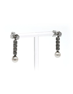 Boucles d'oreilles Art Déco en or blanc 18 carats serties de perles et de diamants "taille" rose - 7