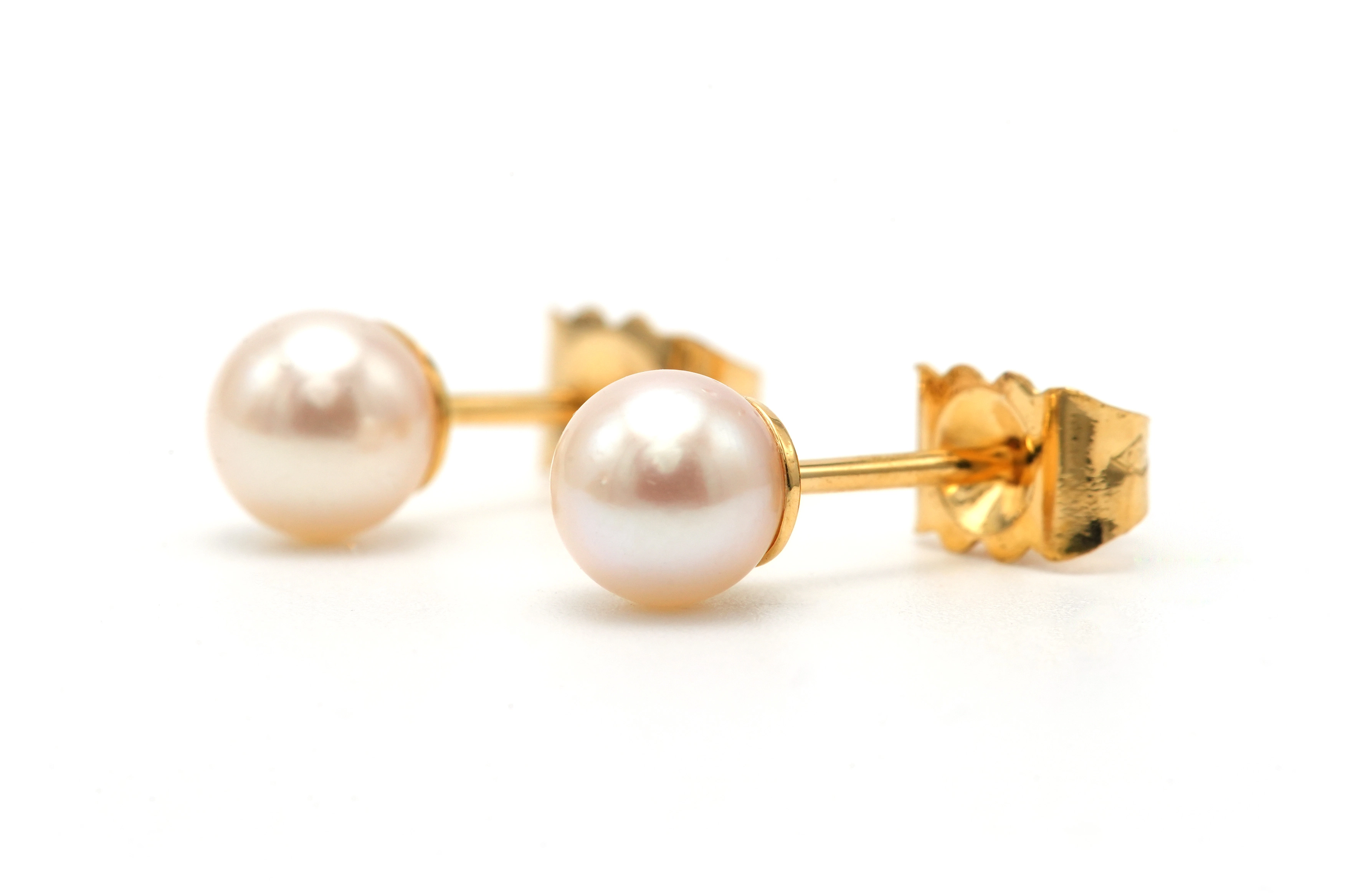 Boucles d'oreilles contemporaines en or jaune 18 carats serties de perles - - 2