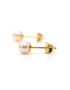 Boucles d'oreilles contemporaines en or jaune 18 carats serties de perles - - 3