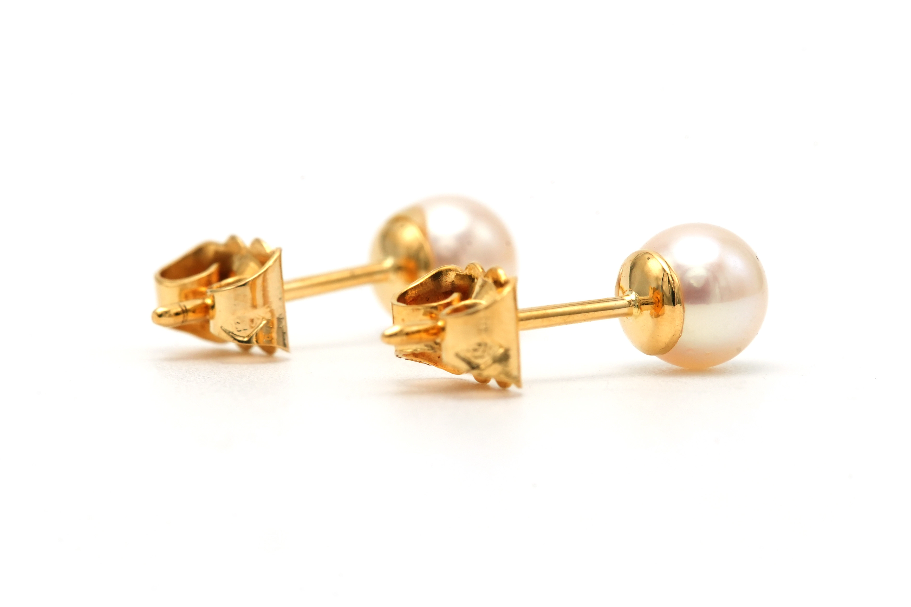 Boucles d'oreilles contemporaines en or jaune 18 carats serties de perles - - 5