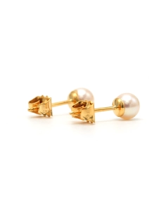 Boucles d'oreilles contemporaines en or jaune 18 carats serties de perles - - 5