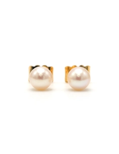 Boucles d'oreilles contemporaines en or jaune 18 carats serties de perles - - 1