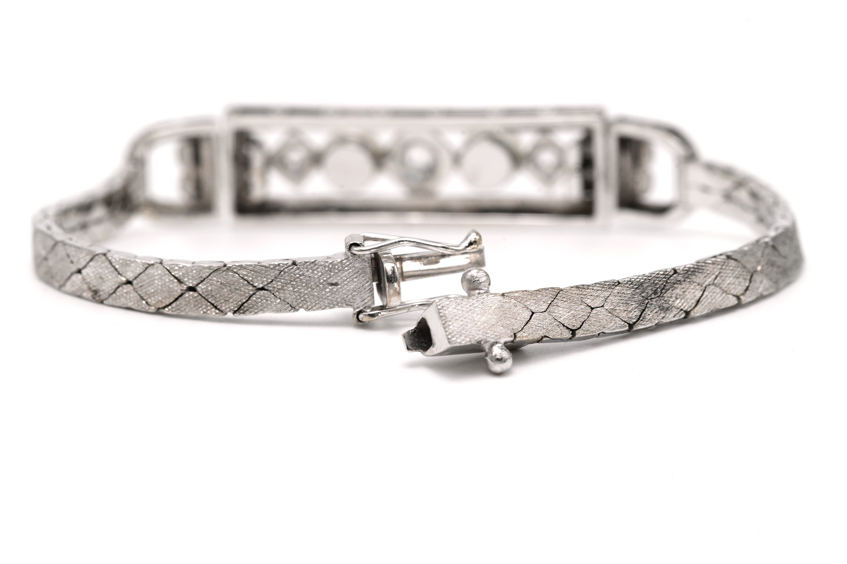 Bracelet Art Déco en or blanc 18 carats, perles et diamants "taille" brillant (+-0.538ct) - - 5