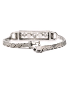 Bracelet Art Déco en or blanc 18 carats, perles et diamants "taille" brillant (+-0.538ct) - - 5
