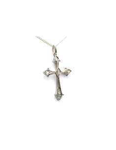 Pendentif Art Déco en or blanc 18 carats serti de diamants "taille" rose - 3