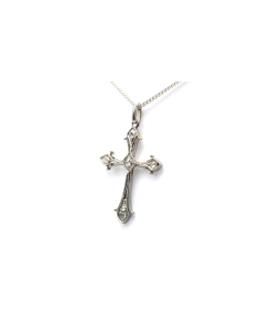 Pendentif Art Déco en or blanc 18 carats serti de diamants "taille" rose - 2