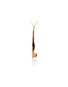 Pendentif Années 70 en or jaune 18 carats serti d'une perle et de diamants "taille" brillant (+-0,14ct) - 4