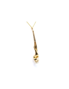 Pendentif Années 70 en or jaune 18 carats serti d'une perle et de diamants "taille" brillant (+-0,14ct) - 3