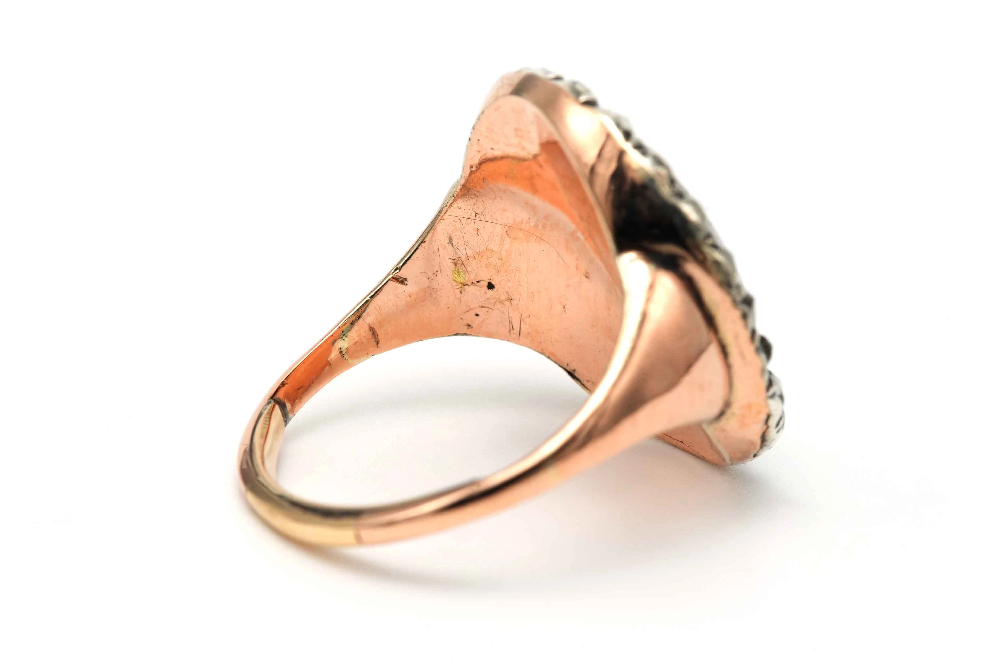 Bague Napoléon III en or jaune 9 carats serties de pierres du Rhin