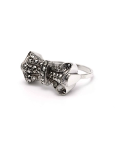 Bague Art Déco en argent 835 sertie de marcassites - - 2