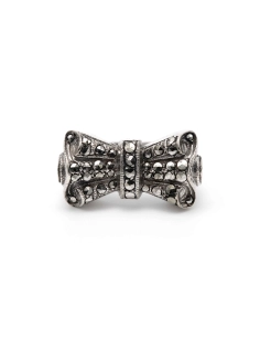 Bague Art Déco en argent 835 sertie de marcassites - - 1