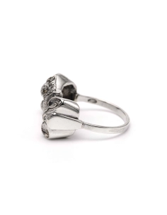 Bague Art Déco en argent 835 sertie de marcassites - - 3