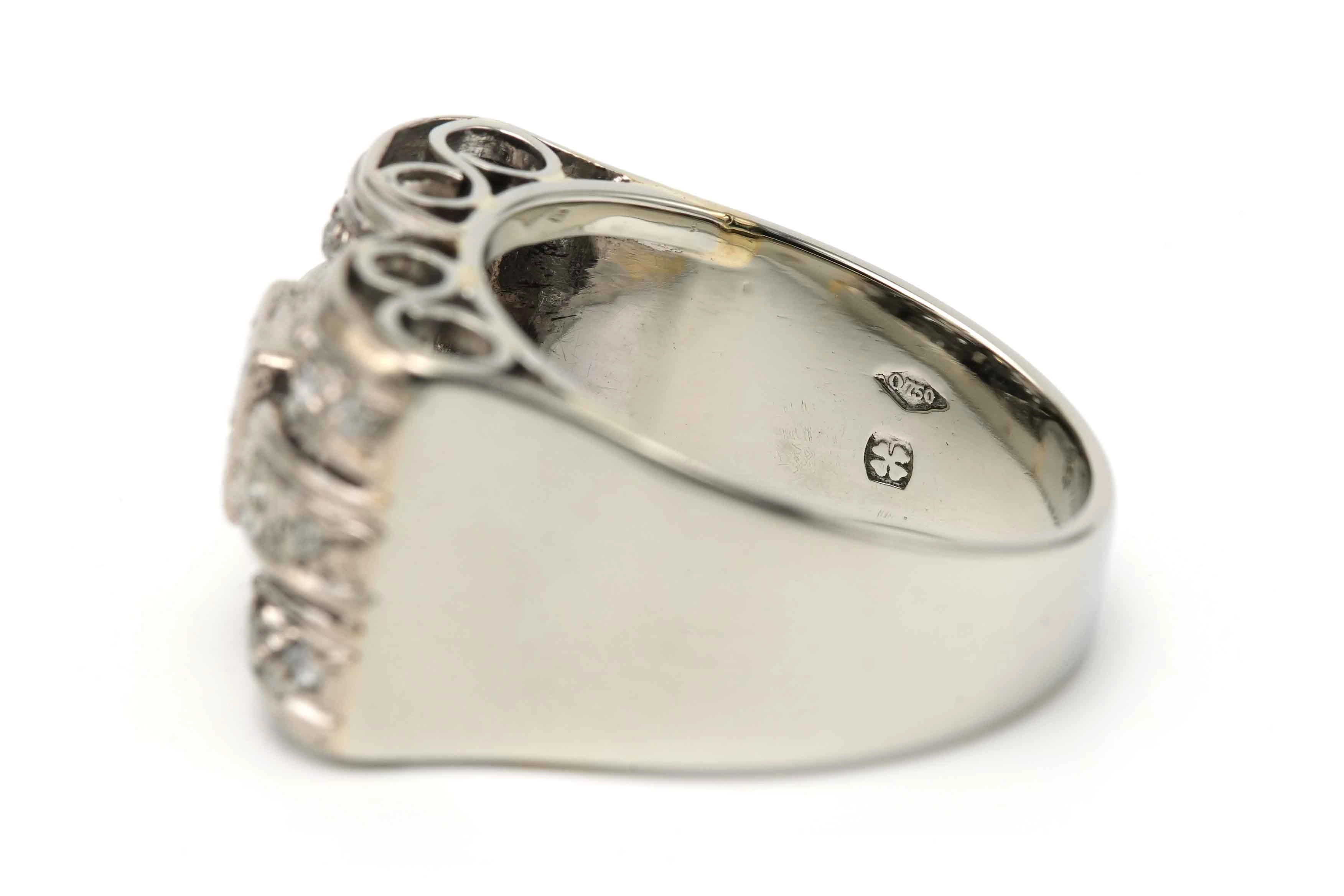 Bague Art Déco en or blanc 18 carats sertie de diamants "taille" rose et d'un diamant "taille" brillant (+-0,25ct) - - 7