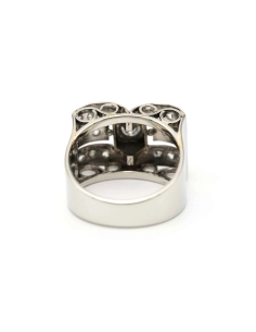 Bague Art Déco en or blanc 18 carats sertie de diamants "taille" rose et d'un diamant "taille" brillant (+-0,25ct) - - 4