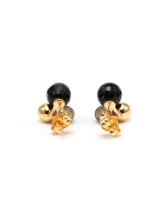 Boucles d'oreilles contemporaines en or jaune 18 carats serties d'un quartz et de céramique