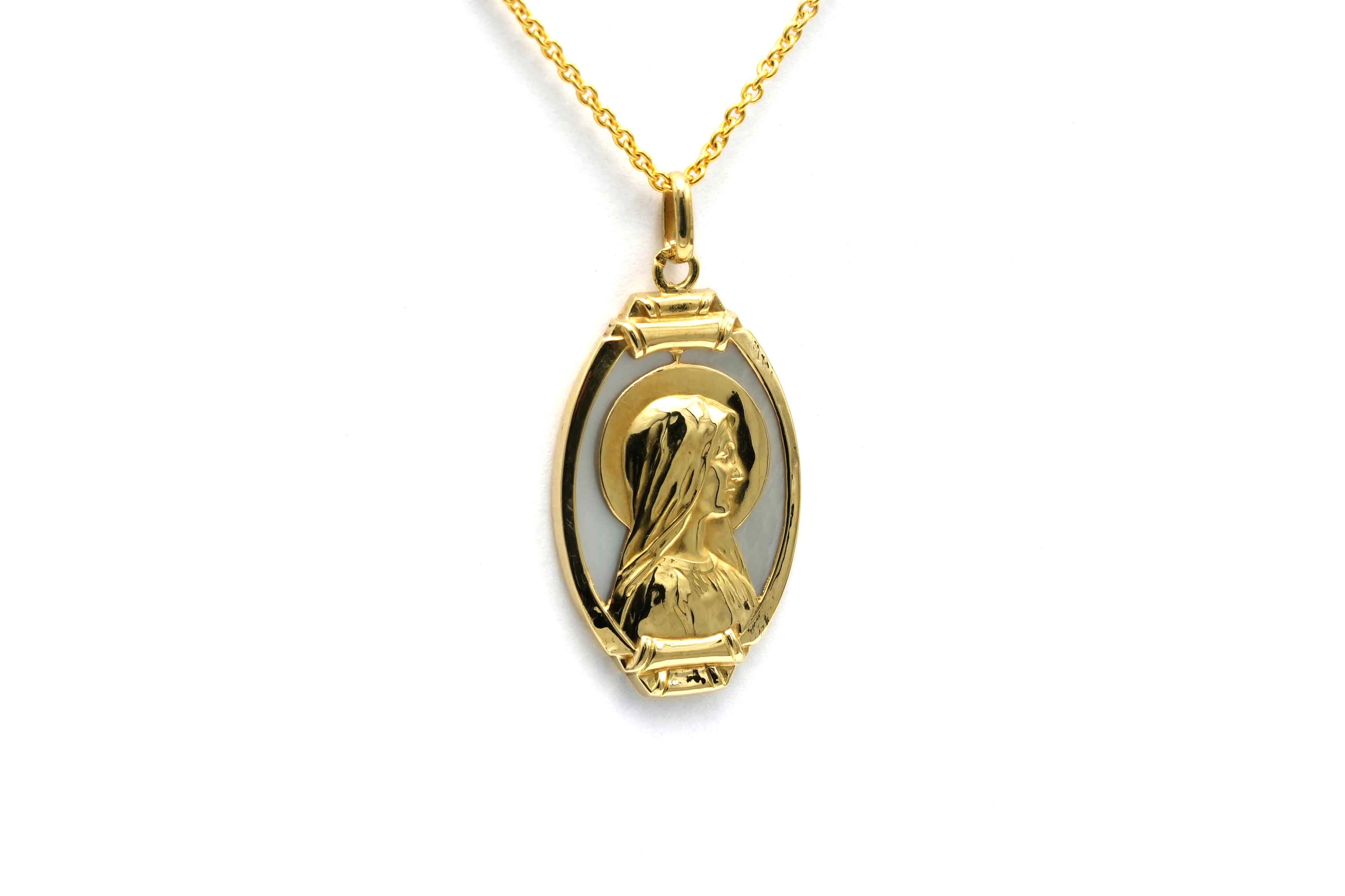 Pendentif contemporain en or jaune 18 carats serti de nacre - - 3