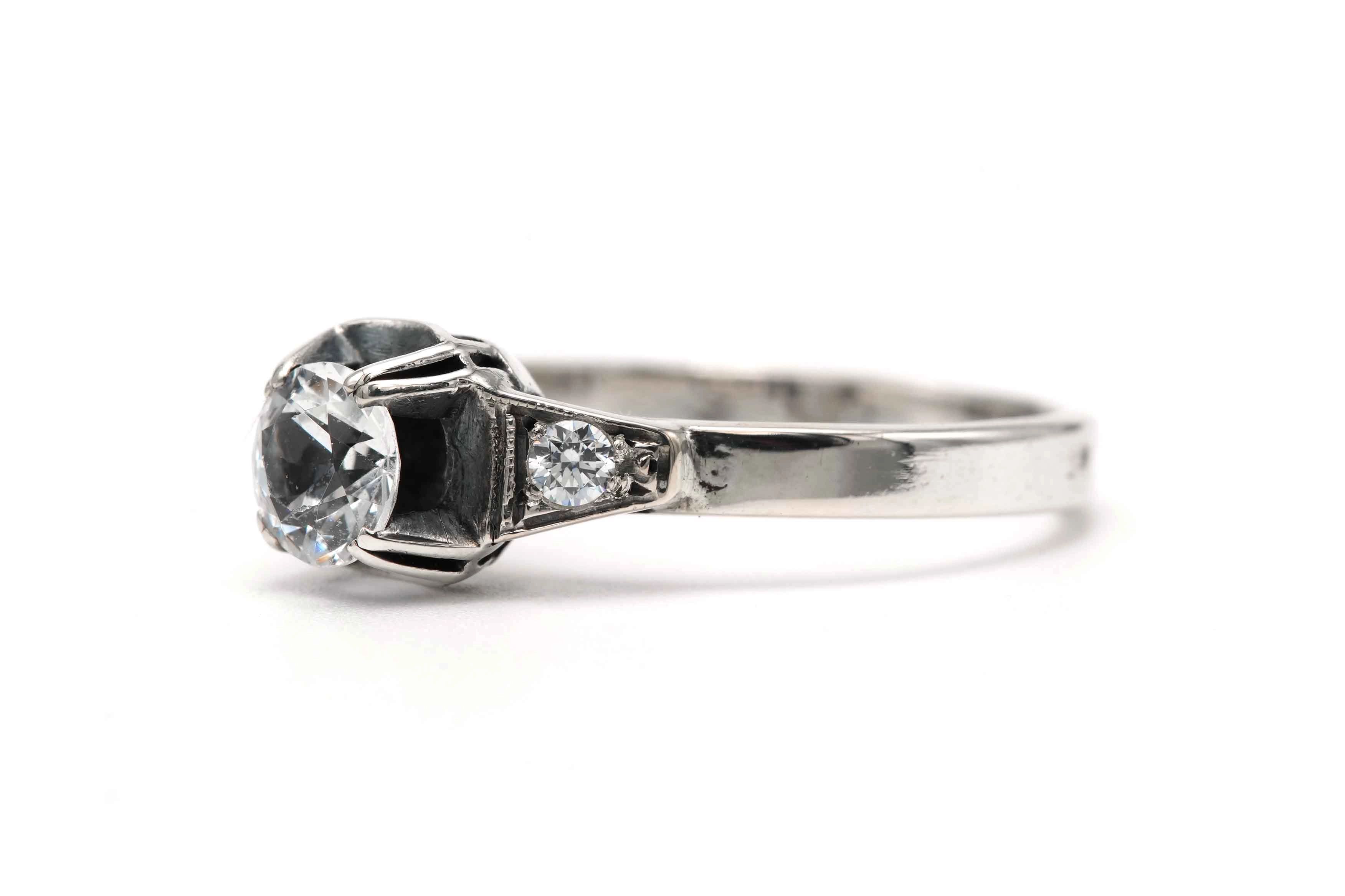 Bague Art Déco en argent 800 sertie de zirconiums - - 2