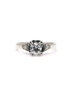 Bague Art Déco en argent 800 sertie de zirconiums - - 1