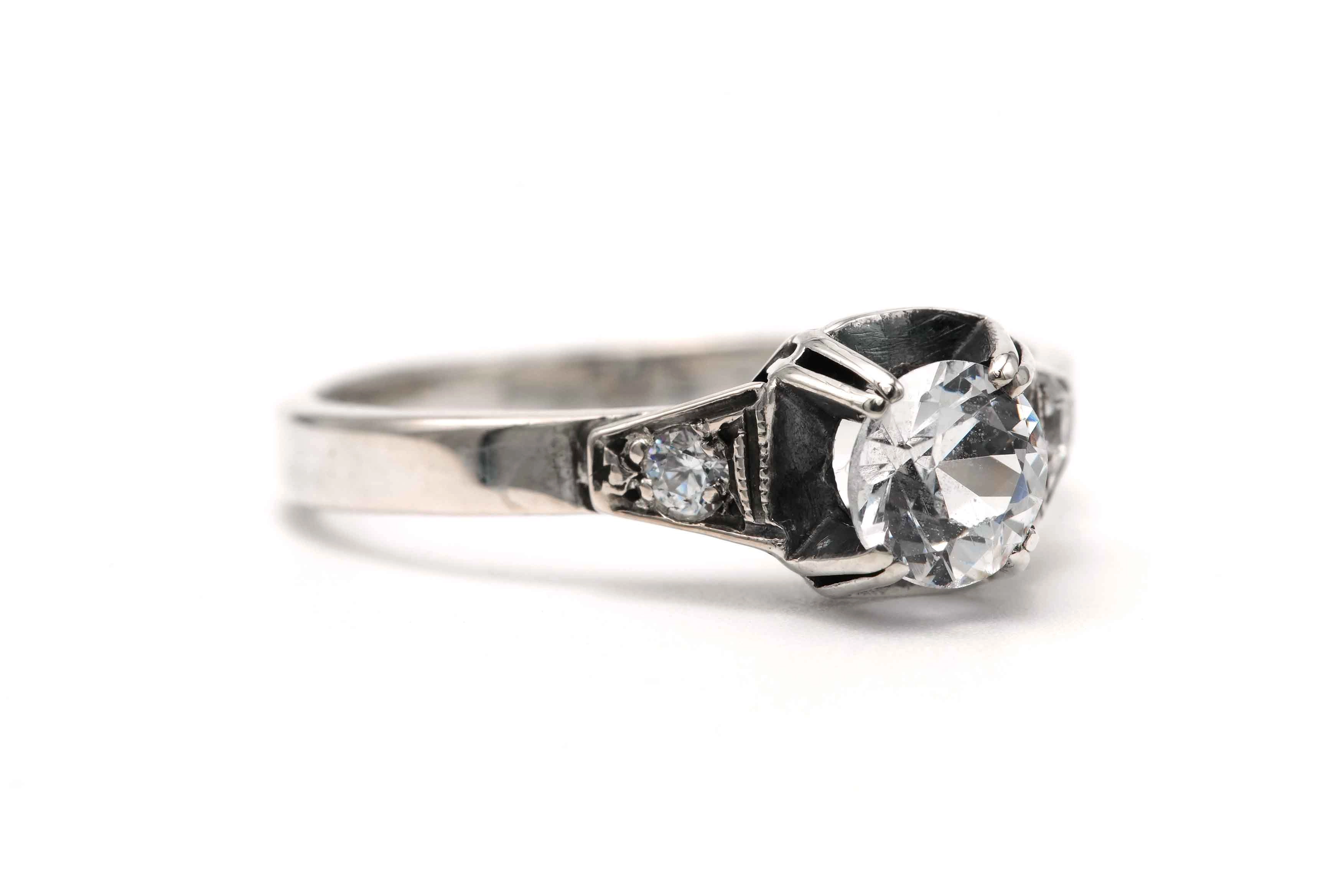 Bague Art Déco en argent 800 sertie de zirconiums - - 6