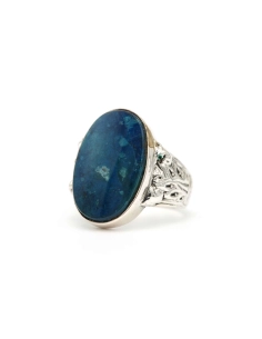 Bague contemporaine en argent 835 sertie d'une chrysocolle