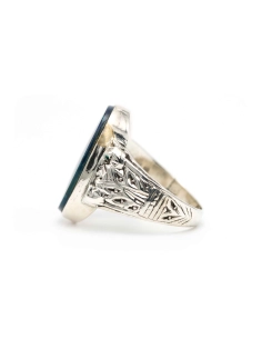 Bague contemporaine en argent 835 sertie d'une chrysocolle - - 3