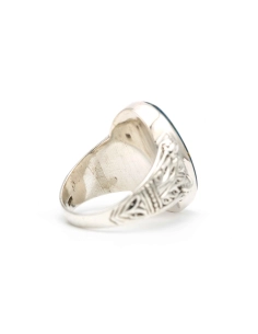 Bague contemporaine en argent 835 sertie d'une chrysocolle - - 5