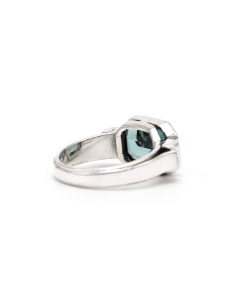 Bague Art Déco en argent 835 sertie d'une spinelle de synthèse