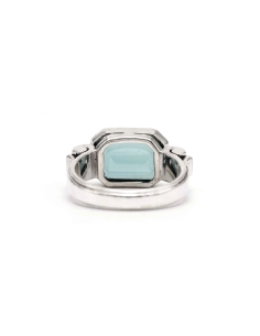 Bague Art Déco en argent 835 sertie d'une spinelle de synthèse