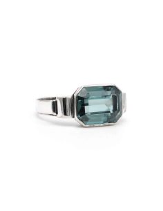 Bague Art Déco en argent 835 sertie d'une spinelle de synthèse