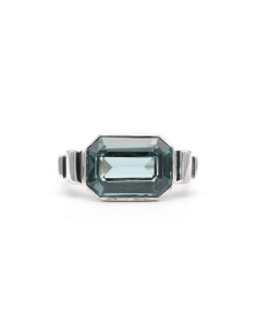 Bague Art Déco en argent 835 sertie d'une spinelle de synthèse