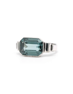 Bague Art Déco en argent 835 sertie d'une spinelle de synthèse