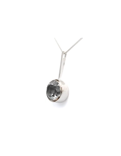Pendentif Années 70 en argent 830 serti d'un cristal de roche