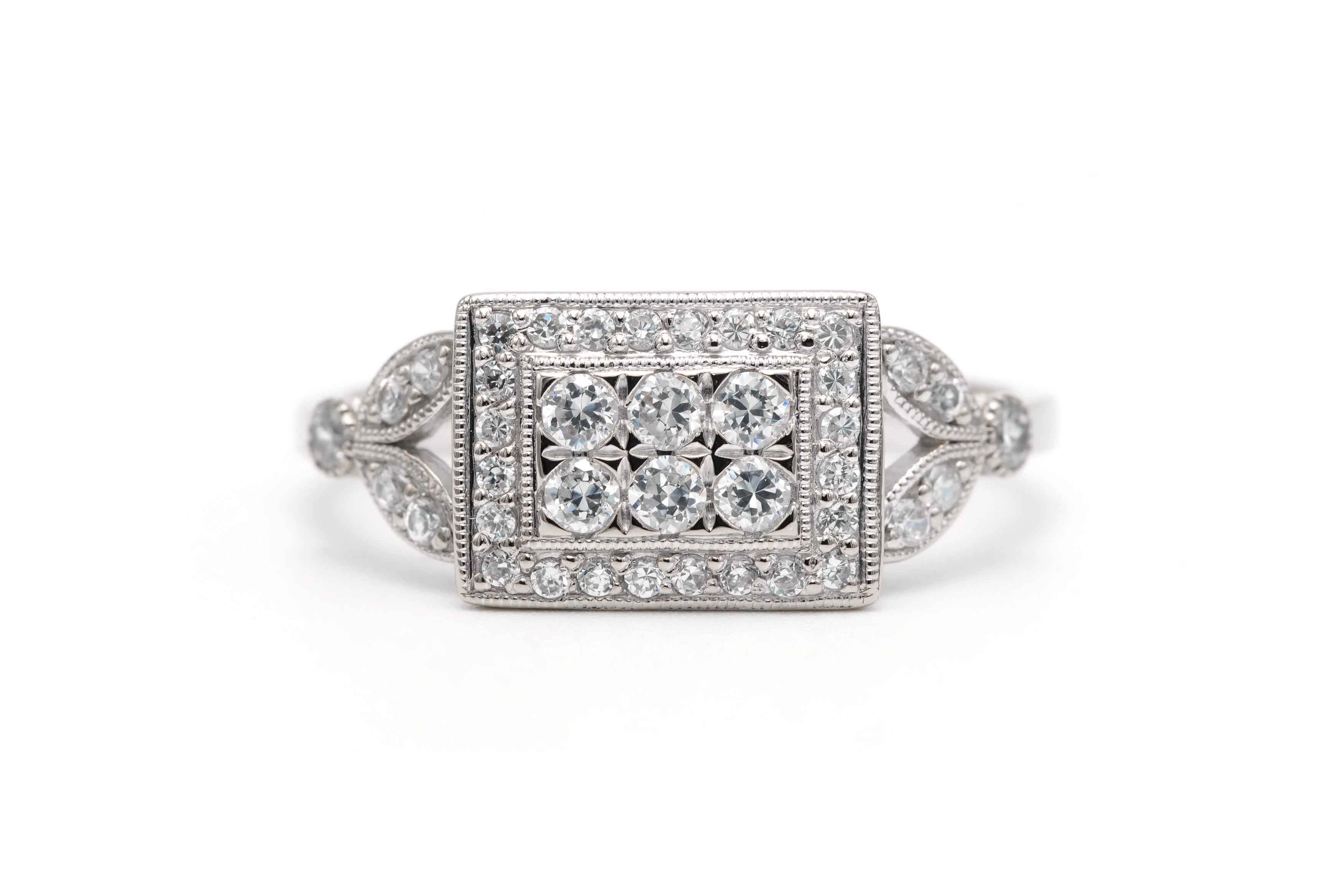 Bague contemporaine en or blanc 18 carats sertie de zirconiums - - 1