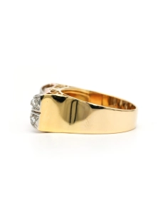 Bague Art Déco en or jaune et blanc 18 carats sertie de diamants "taille" rose - 3