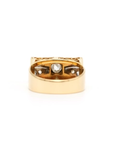 Bague Art Déco en or jaune et blanc 18 carats sertie de diamants "taille" rose - 4