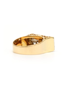 Bague Art Déco en or jaune et blanc 18 carats sertie de diamants "taille" rose - 5