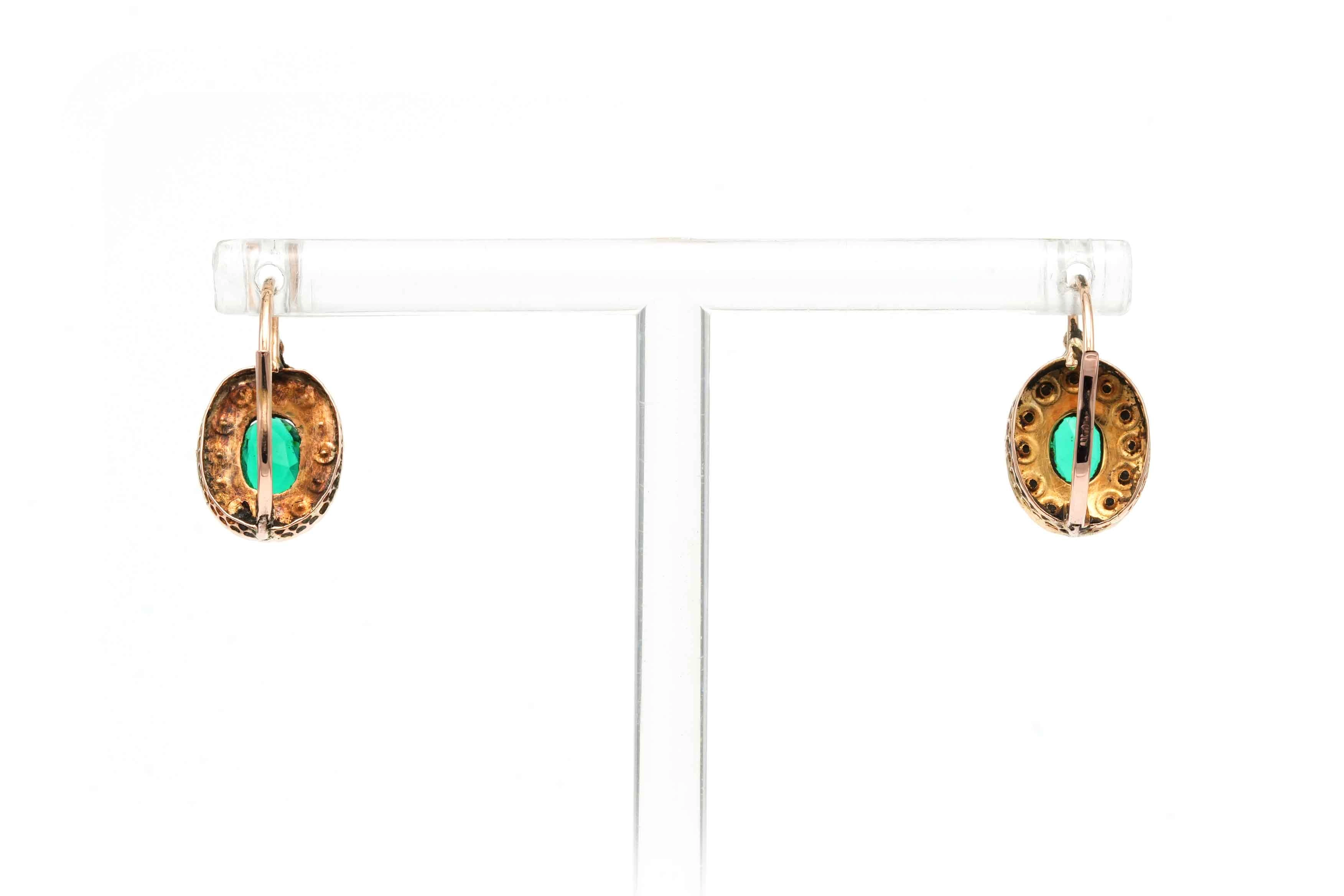 Boucles d'oreilles Napoléon III en or jaune 18 carats serties de perles et de cristal - - 4