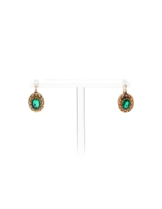 Boucles d'oreilles Napoléon III en or jaune 18 carats serties de perles et de cristal - - 1
