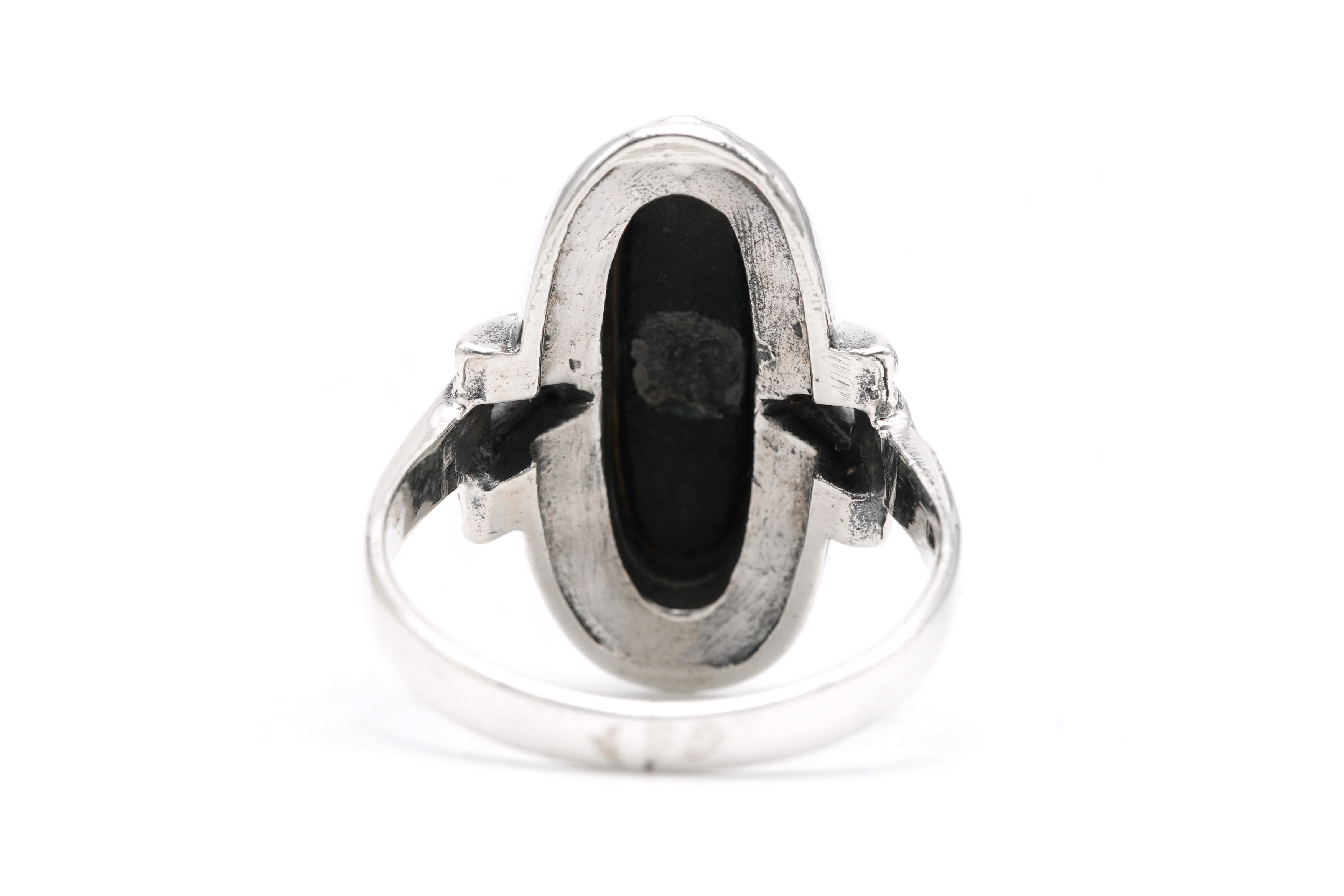 Bague Années 50 en argent 925 sertie d'un onyx - - 4