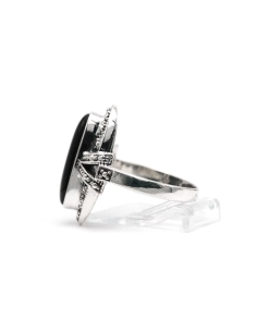 Bague Années 50 en argent 925 sertie d'un onyx - - 3
