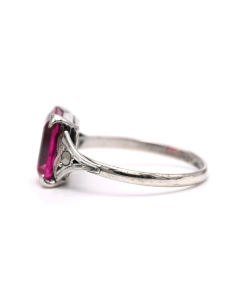 Bague Art Déco en argent sertie d'un saphir de synthèse et de marcassites - 3