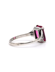 Bague Art Déco en argent sertie d'un saphir de synthèse et de marcassites - 5