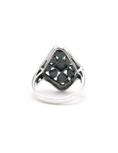 Bague contemporaine en argent 925 sertie de marcassites
