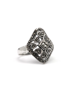 Bague contemporaine en argent 925 sertie de marcassites